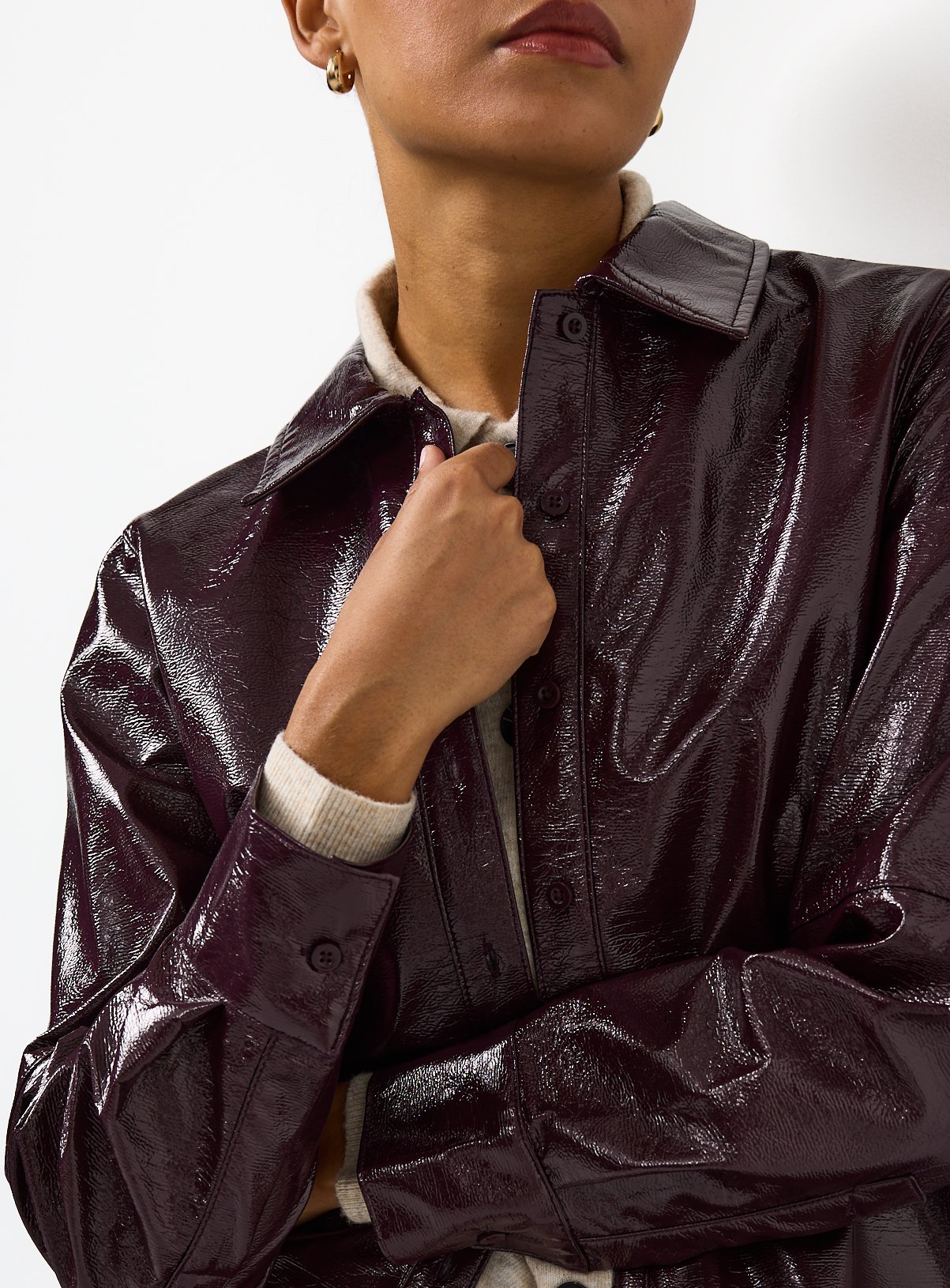Burgundy Vinyl Long Sleeve Shirt 16 - Image 3 thumbnail